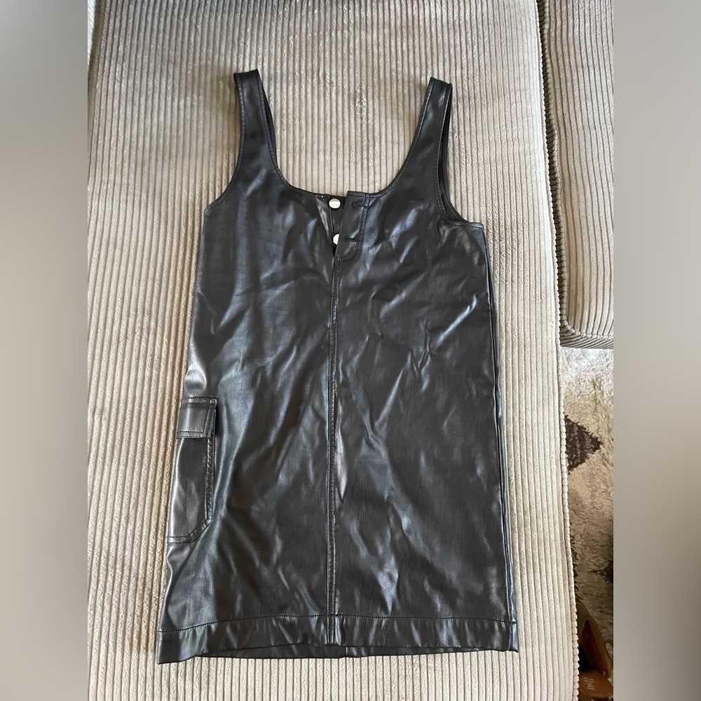 ASOS Collusion Black Leather Mini Dress Size 2